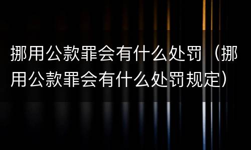 挪用公款罪会有什么处罚（挪用公款罪会有什么处罚规定）