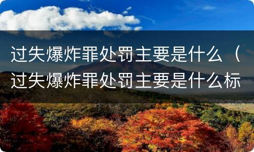 过失爆炸罪处罚主要是什么（过失爆炸罪处罚主要是什么标准）