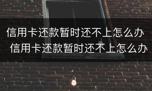 信用卡还款暂时还不上怎么办 信用卡还款暂时还不上怎么办呢