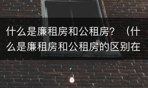 什么是廉租房和公租房？（什么是廉租房和公租房的区别在什么）