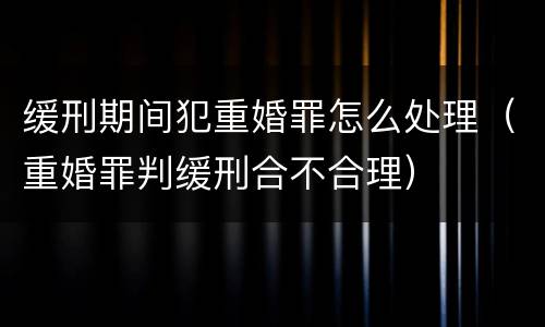 缓刑期间犯重婚罪怎么处理（重婚罪判缓刑合不合理）