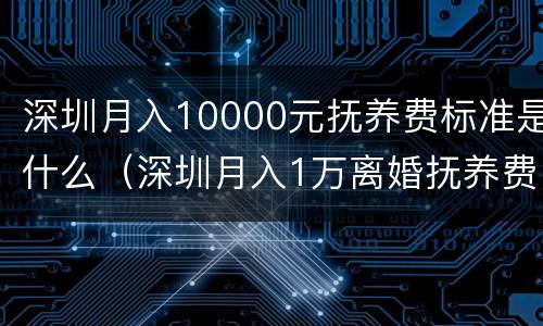 深圳月入10000元抚养费标准是什么（深圳月入1万离婚抚养费标准）
