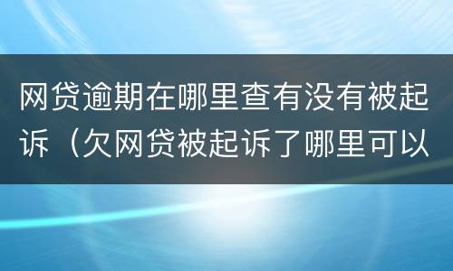 网贷逾期在哪里查有没有被起诉（欠网贷被起诉了哪里可以查到）