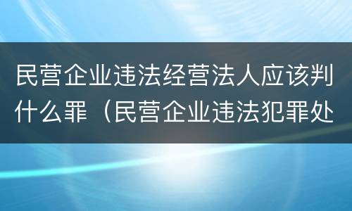 民营企业违法经营法人应该判什么罪（民营企业违法犯罪处理）
