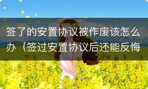 签了的安置协议被作废该怎么办（签过安置协议后还能反悔吗）