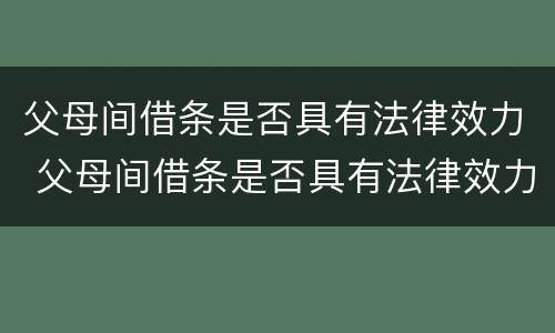 父母间借条是否具有法律效力 父母间借条是否具有法律效力呢