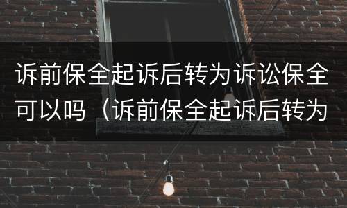 诉前保全起诉后转为诉讼保全可以吗（诉前保全起诉后转为诉讼保全可以吗怎么办）