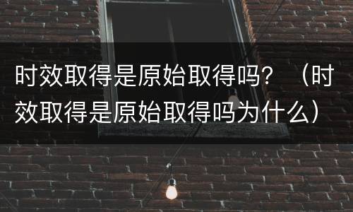 时效取得是原始取得吗？（时效取得是原始取得吗为什么）