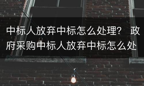中标人放弃中标怎么处理？ 政府采购中标人放弃中标怎么处理