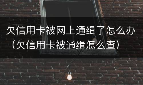 欠信用卡被网上通缉了怎么办（欠信用卡被通缉怎么查）