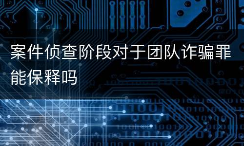 案件侦查阶段对于团队诈骗罪能保释吗