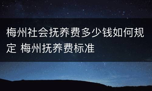 梅州社会抚养费多少钱如何规定 梅州抚养费标准