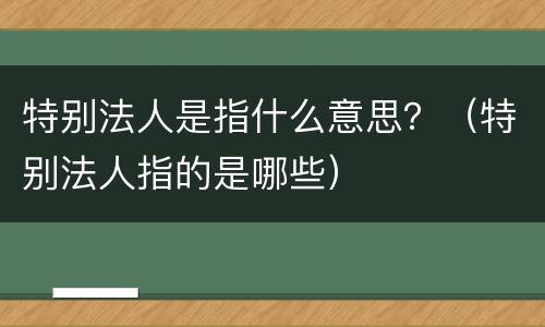 特别法人是指什么意思？（特别法人指的是哪些）