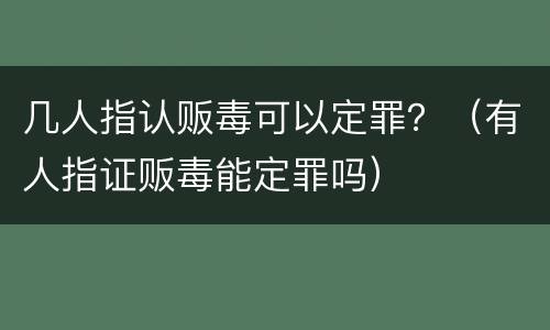 几人指认贩毒可以定罪？（有人指证贩毒能定罪吗）