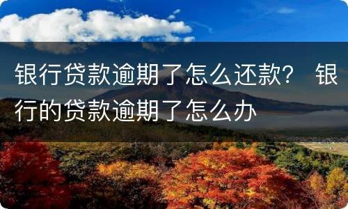 银行贷款逾期了怎么还款？ 银行的贷款逾期了怎么办