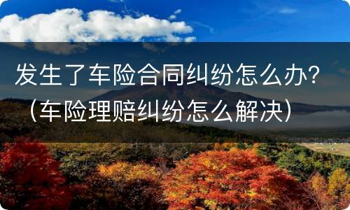 发生了车险合同纠纷怎么办？（车险理赔纠纷怎么解决）
