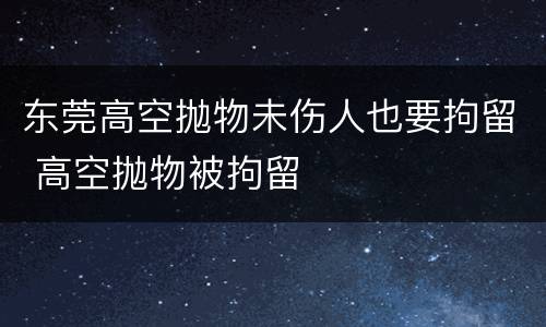 东莞高空抛物未伤人也要拘留 高空抛物被拘留