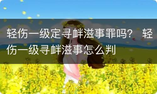 轻伤一级定寻衅滋事罪吗？ 轻伤一级寻衅滋事怎么判