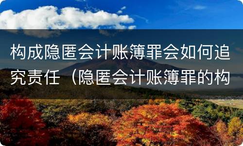 构成隐匿会计账簿罪会如何追究责任（隐匿会计账簿罪的构成要件）