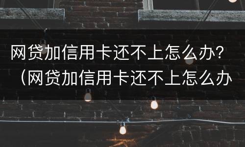 网贷加信用卡还不上怎么办？（网贷加信用卡还不上怎么办呢）