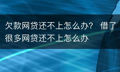 欠款网贷还不上怎么办？ 借了很多网贷还不上怎么办