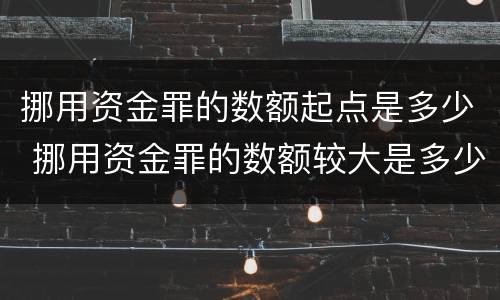 挪用资金罪的数额起点是多少 挪用资金罪的数额较大是多少