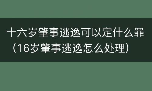 十六岁肇事逃逸可以定什么罪（16岁肇事逃逸怎么处理）