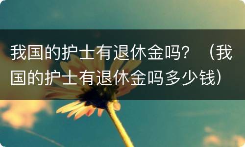 我国的护士有退休金吗？（我国的护士有退休金吗多少钱）