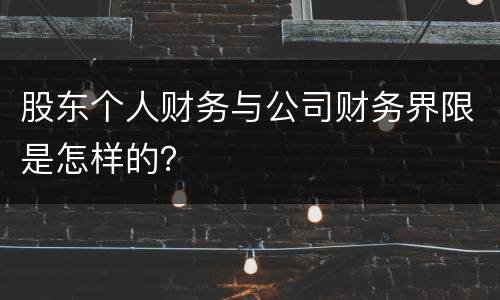 股东个人财务与公司财务界限是怎样的？