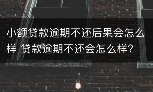 小额贷款逾期不还后果会怎么样 贷款逾期不还会怎么样?