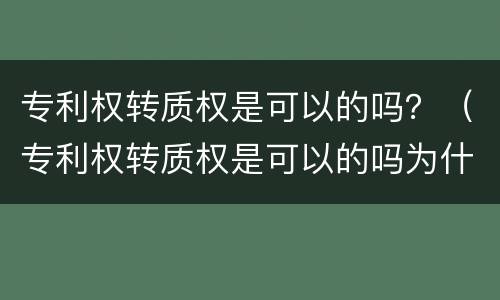 专利权转质权是可以的吗？（专利权转质权是可以的吗为什么）