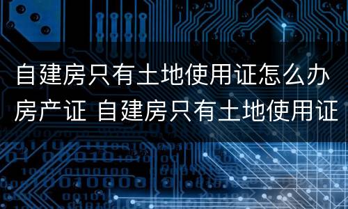 自建房只有土地使用证怎么办房产证 自建房只有土地使用证可以买卖吗
