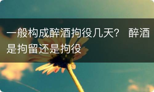 一般构成醉酒拘役几天？ 醉酒是拘留还是拘役