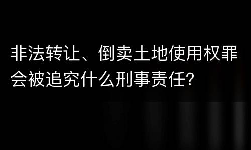 非法转让、倒卖土地使用权罪会被追究什么刑事责任？