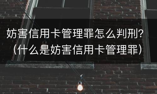 妨害信用卡管理罪怎么判刑？（什么是妨害信用卡管理罪）