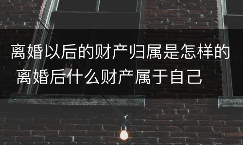 离婚以后的财产归属是怎样的 离婚后什么财产属于自己