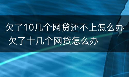 欠了10几个网贷还不上怎么办 欠了十几个网贷怎么办