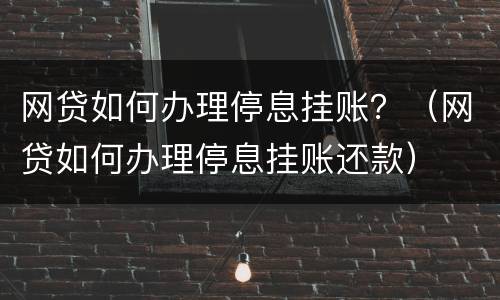 网贷如何办理停息挂账？（网贷如何办理停息挂账还款）