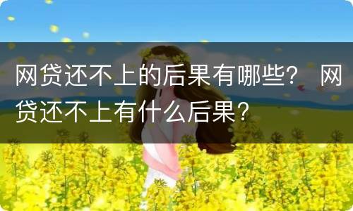 网贷还不上的后果有哪些？ 网贷还不上有什么后果?