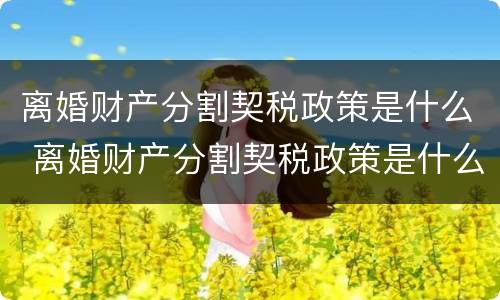 离婚财产分割契税政策是什么 离婚财产分割契税政策是什么意思
