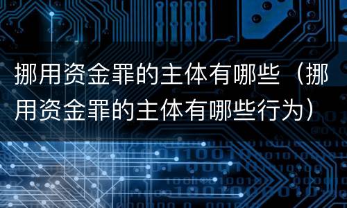 挪用资金罪的主体有哪些（挪用资金罪的主体有哪些行为）