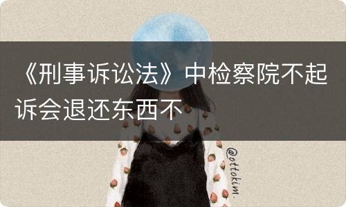《刑事诉讼法》中检察院不起诉会退还东西不