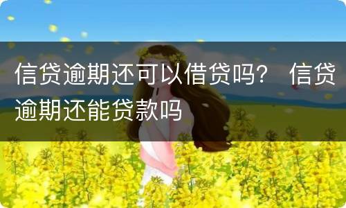 信贷逾期还可以借贷吗？ 信贷逾期还能贷款吗