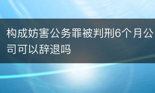 构成妨害公务罪被判刑6个月公司可以辞退吗