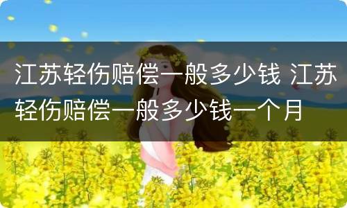 江苏轻伤赔偿一般多少钱 江苏轻伤赔偿一般多少钱一个月