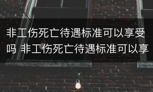 非工伤死亡待遇标准可以享受吗 非工伤死亡待遇标准可以享受吗多少钱