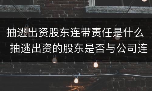 抽逃出资股东连带责任是什么 抽逃出资的股东是否与公司连带担责