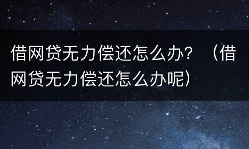 借网贷无力偿还怎么办？（借网贷无力偿还怎么办呢）
