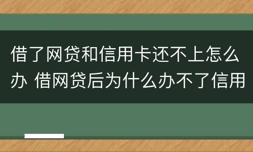 借了网贷和信用卡还不上怎么办 借网贷后为什么办不了信用卡