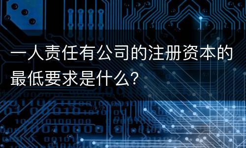 一人责任有公司的注册资本的最低要求是什么？